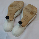 By Far £299 White Leather Buckled Open Toe Mules 36