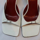 By Far £299 White Leather Buckled Open Toe Mules 36