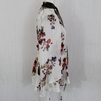 Camilla Brand New White Floral Silk Drawstring Wrap Top XS
