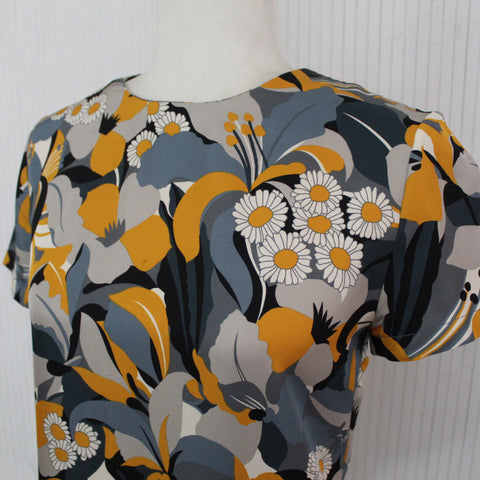 La Double J_Pewter & Goldenrod Print Silk Maxi Dress_S