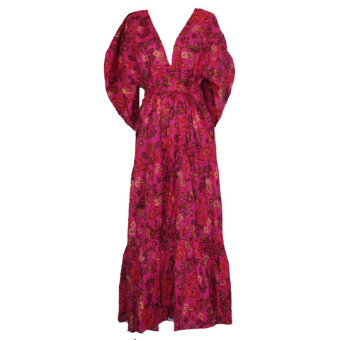 Misa_Brand New $475 Pink Print Cotton Maxi Dress_S