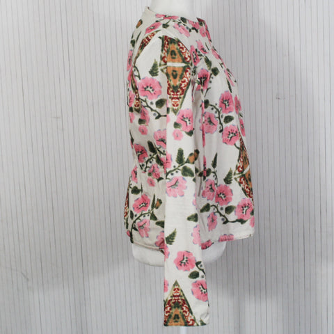 Marni_Ivory & Pink Floral Cotton Drawstring Detail Top_I42